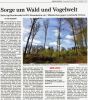 Frankfurter Rundschau: Sorge um Wald und Vogelwelt